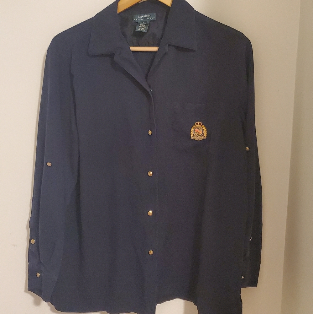 Ralph Lauren navy blue button up shirt